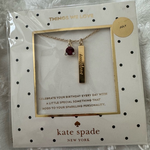 ♠️Kate Spade Born to Be July Birthstone Sweetheart Red Ruby Pendant Necklace - Picture 3 of 6